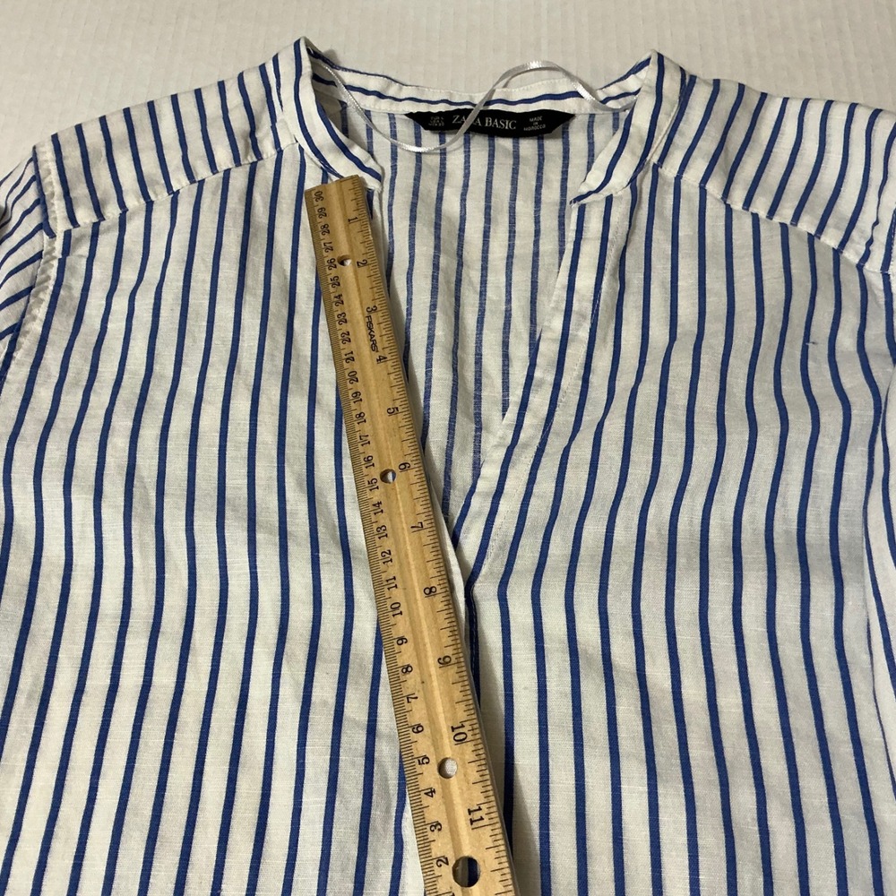 Zara Basic Button Down Shirt Split Neck Blouse La… - image 7